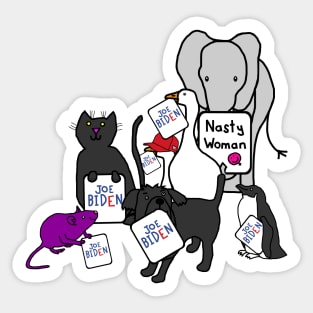 Animals with Joe Biden Signs Sticker